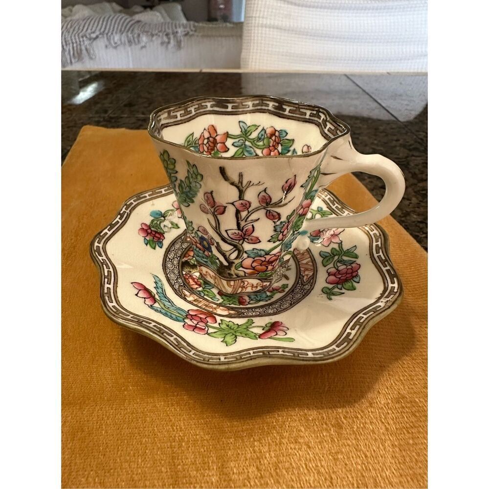 Antique Coalport England, Indian tree, tea, cup, and saucer